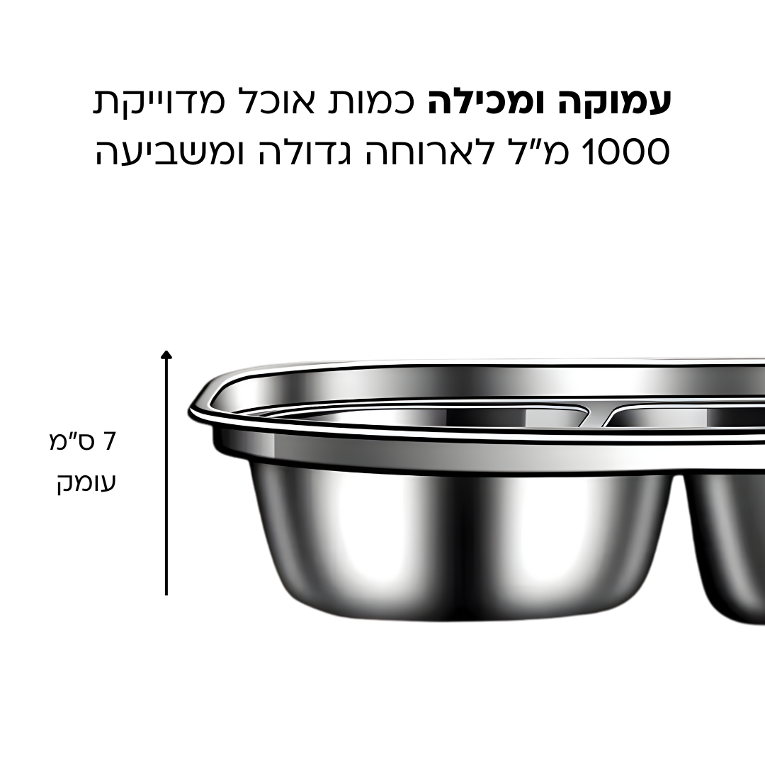 FitLunch - קופסת אוכל מלבנית נירוסטה שומרת חום